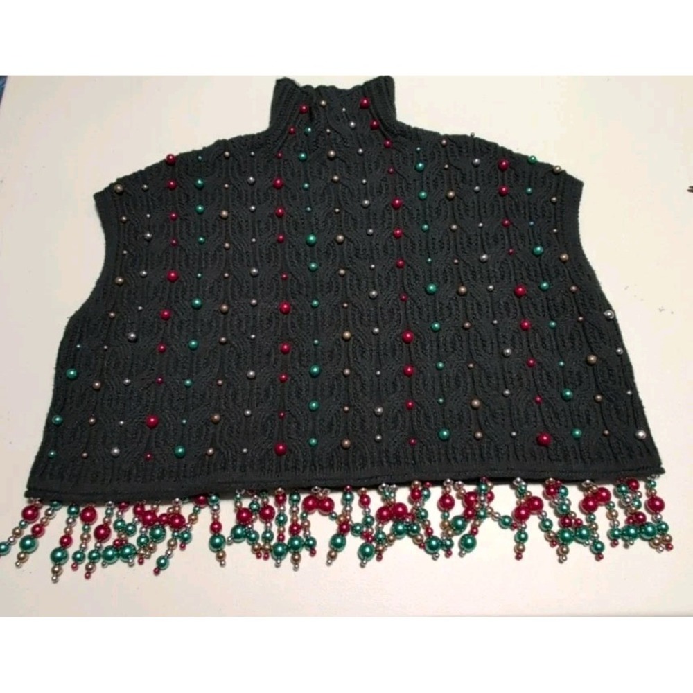 100% ZARA Pearl Fringed Knit Vest "SPECIAL Edition" Size: S Glam Rock